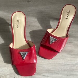 Guess Cherry Red Patent Mules